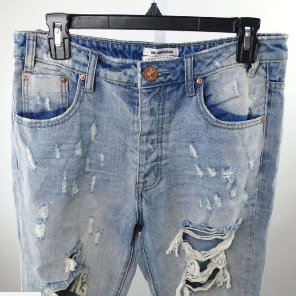 ONE x One Teaspoon Hooligan Trashed Bleached Crop - Picture 6 of 8